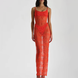 Black Lace Maxi Dress For Women Sexy Long Dress (1)