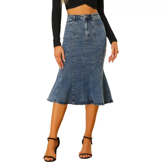 CHIC Woman Denim Midi Skirt (1)