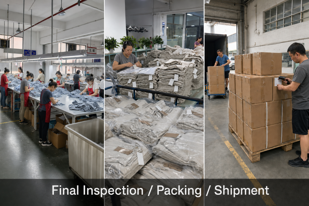 Final garment inspection packing and shipment