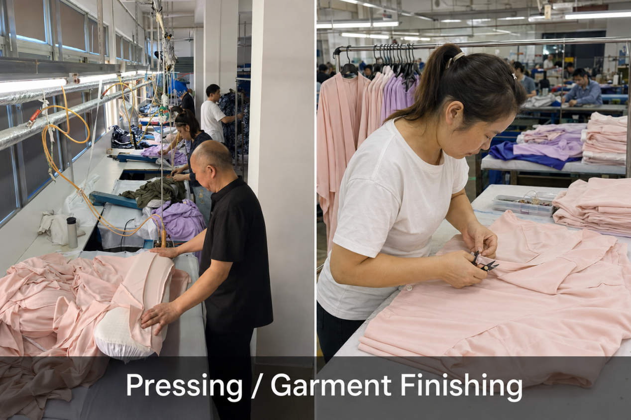 Garment pressing and finishing process