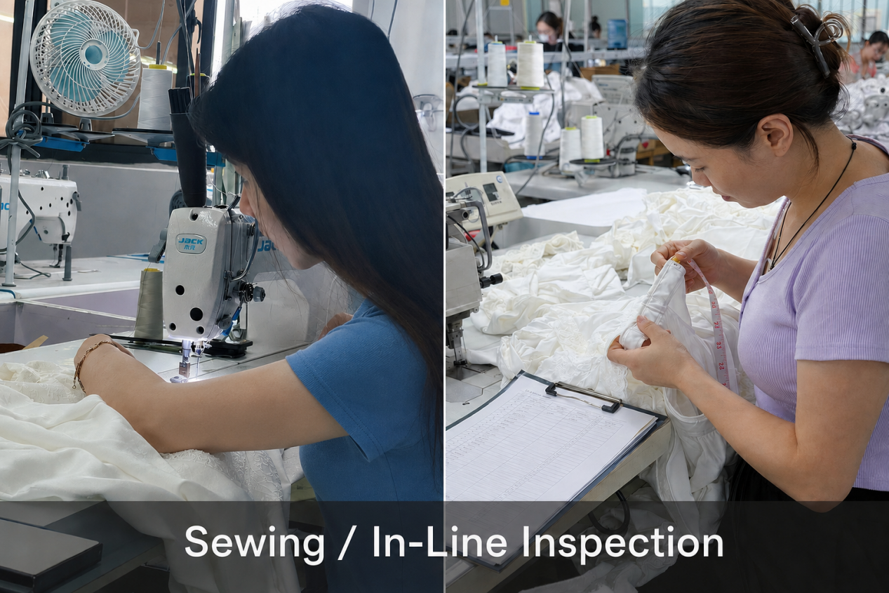 Garment sewing and in-line quality inspection