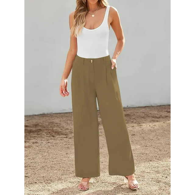 High Waisted Work Pants for Women Casual Wide Leg Dress Pants Business Office Trouse (13)