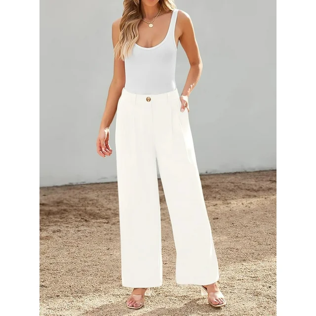 High Waisted Work Pants for Women Casual Wide Leg Dress Pants Business Office Trouse (8)