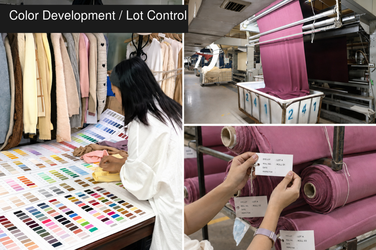 Pantone color development and fabric lot control
