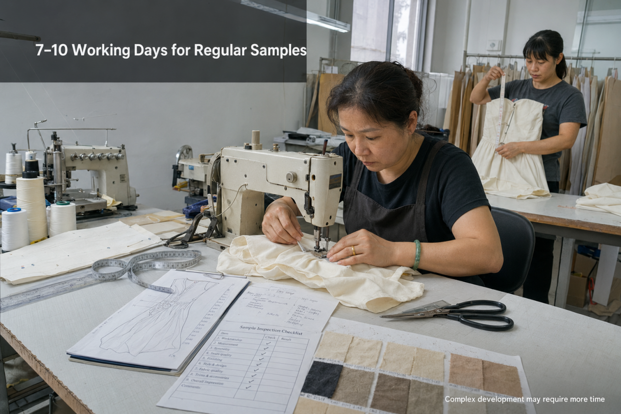 Regular clothing sample lead time of 7 to 10 working days