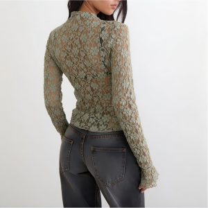 Sexy Long Sleeve Lace Ladies Top 02
