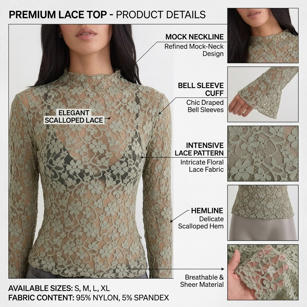 Sexy Long Sleeve Lace Ladies Top 06