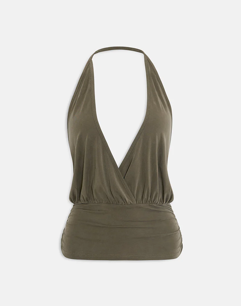 V Neck Backless Halter Top 01