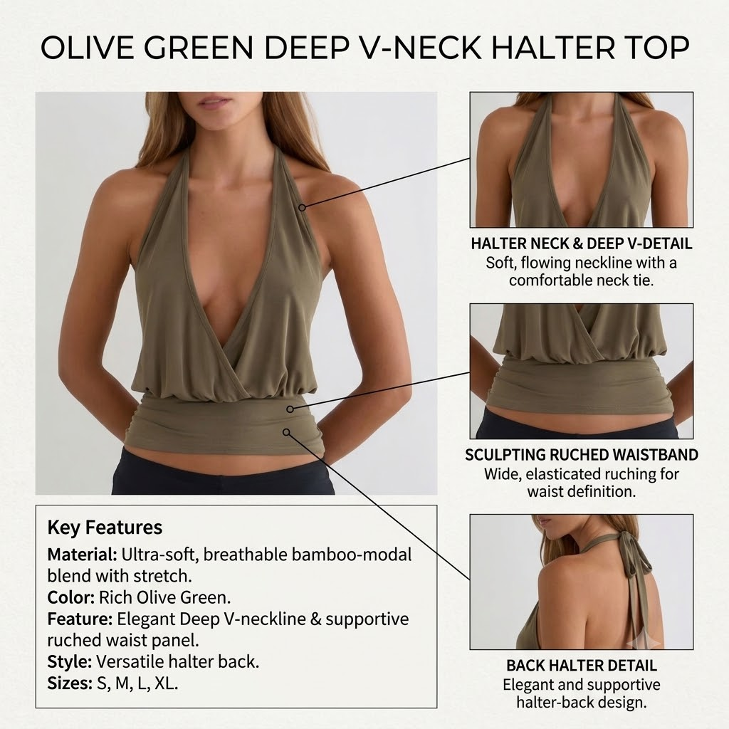 V Neck Backless Halter Top 06