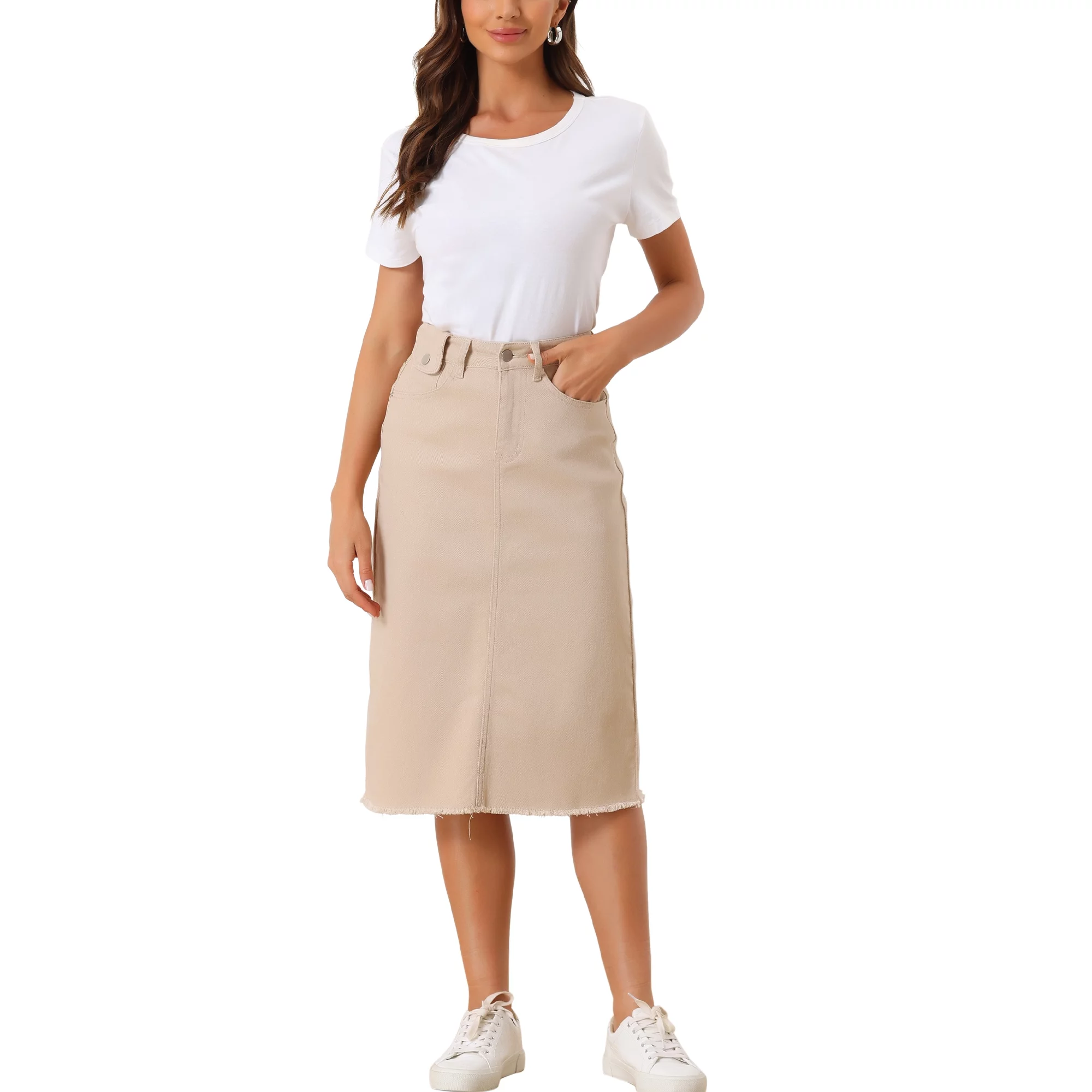 Woman causal pencil jean skirt (3)