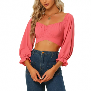 Women's Cute Crop Top Off Shoulder Crop Tube Top Blouse (1)