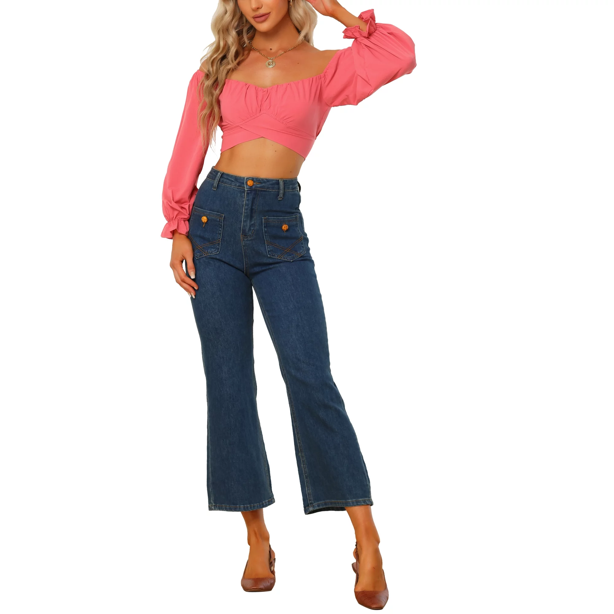 Women's Cute Crop Top Off Shoulder Crop Tube Top Blouse (10)