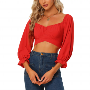 Women's Cute Crop Top Off Shoulder Crop Tube Top Blouse (6)