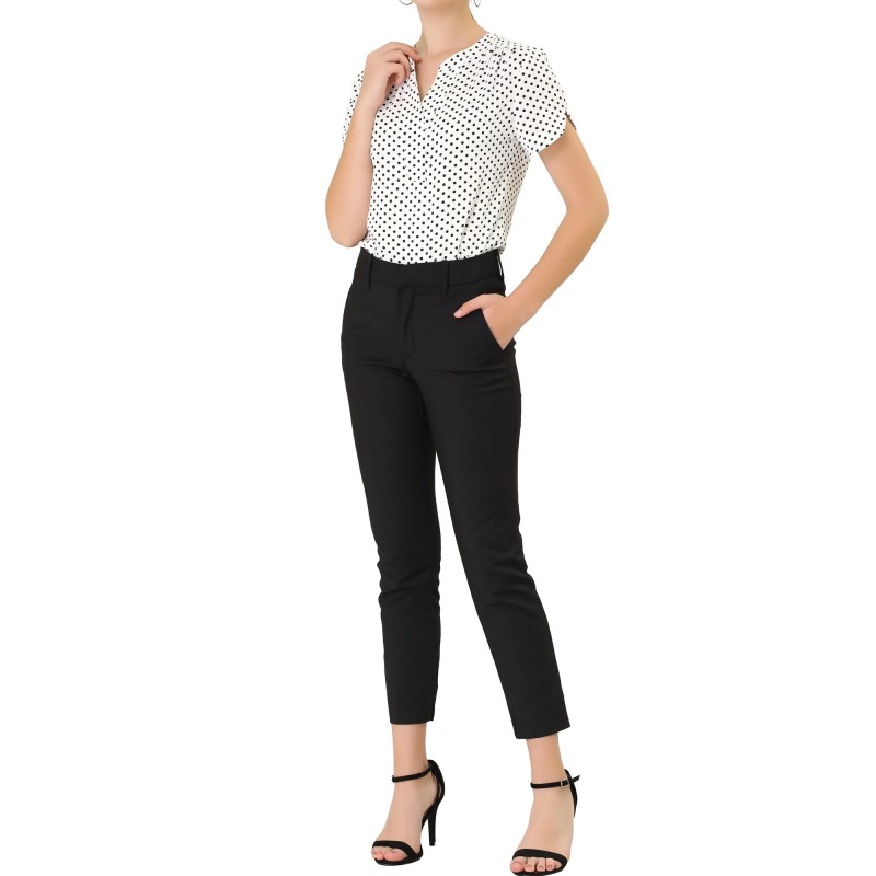 Women's Dots Printed Work Office Blouse Tops For Lady (1)