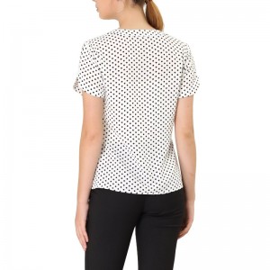 Women's Dots Printed Work Office Blouse Tops For Lady (2)