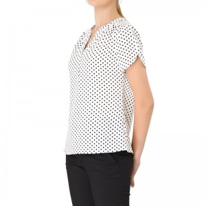 Women's Dots Printed Work Office Blouse Tops For Lady (3)