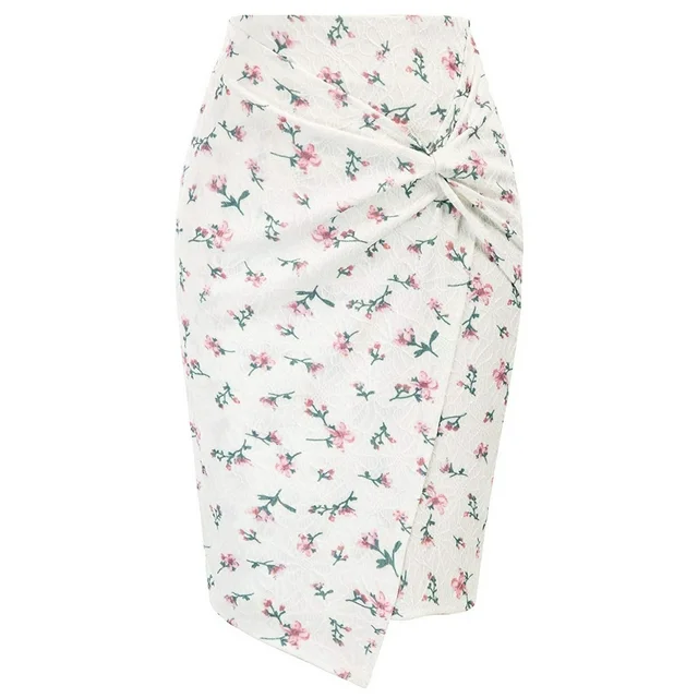 Womens Floral Prints Twist Pencil Skirt (2)