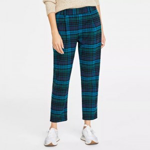 Women's Mid-Rise Ankle plaid Pants for chic woman checkered trousers (1)