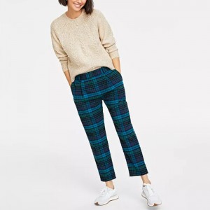 Women's Mid-Rise Ankle plaid Pants for chic woman checkered trousers (5)