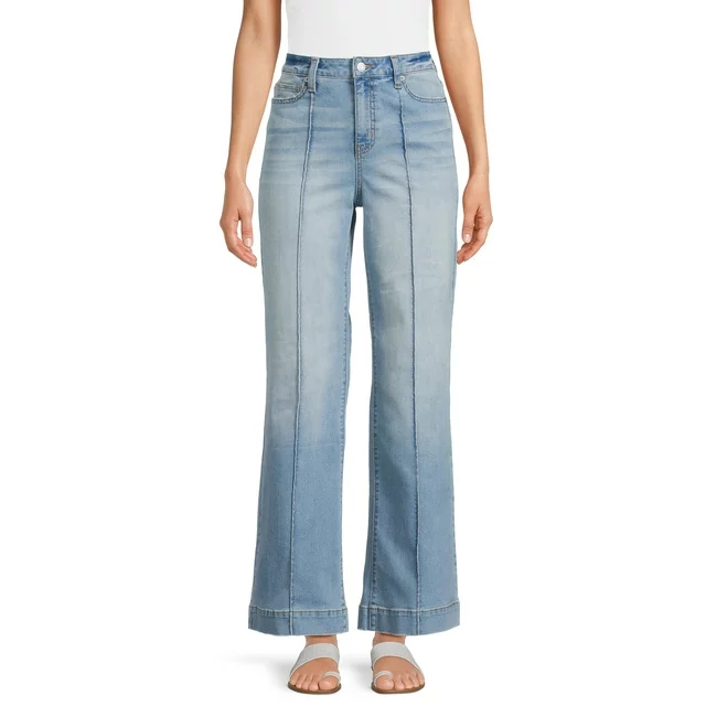 Women's Mid Rise Wide Leg Jeans, 31 Inseam for Regular, Sizes 2-18