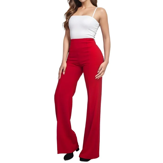 Women's Solid Lounge Pants Casual Straight High Waist Pants (8)
