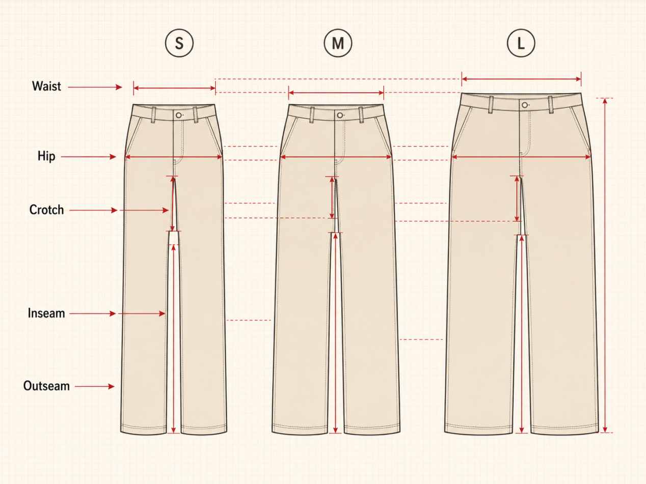 global size standard pants grading 02